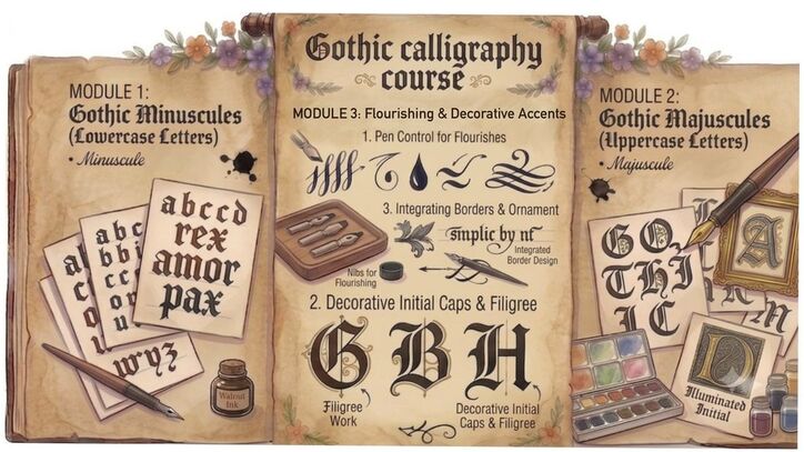Blackletter gothic calligraphy artwork